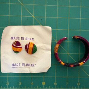 Earings & Bracelet (Kente Cloth from Ghana)